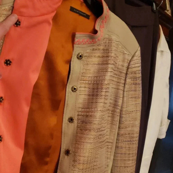 Elie Tahari suit set 2 Blazers and Pants Brown Tweed White - Picture 5 of 15